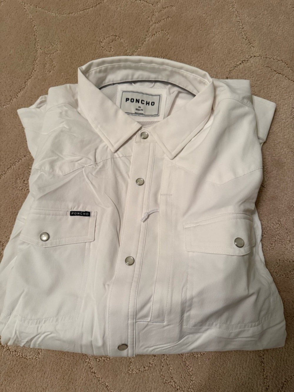 PONCHO White Button-Up Utility Shirt - Iceman